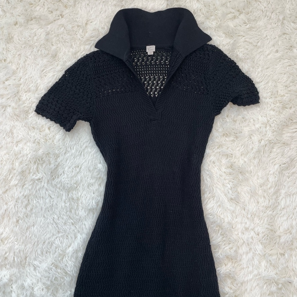 Loft beach knit crochet maxi collared dress - Picture 4 of 5